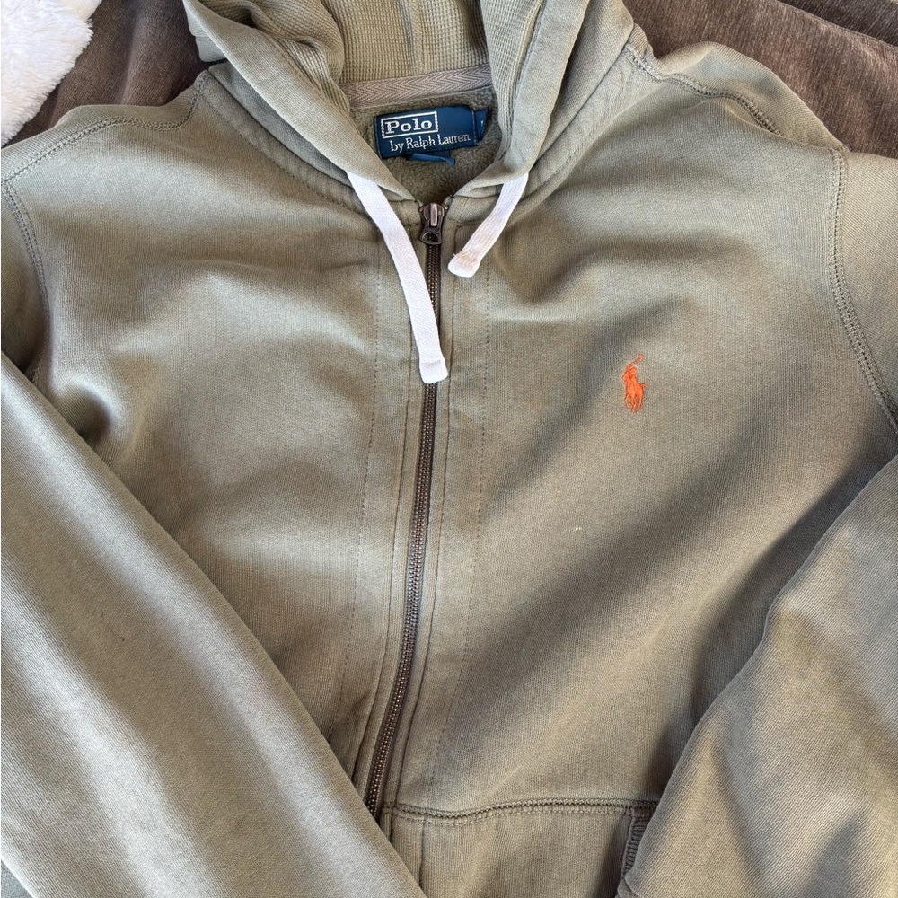 Polo by Ralph Lauren Olive Hoodie with Orange Logo